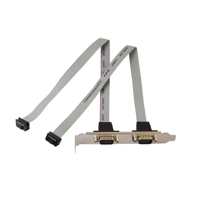 Dual 2Port Serial 9pin DB9 RS232 Plate Com Ribbon Cable Slot Bracket Durable x1