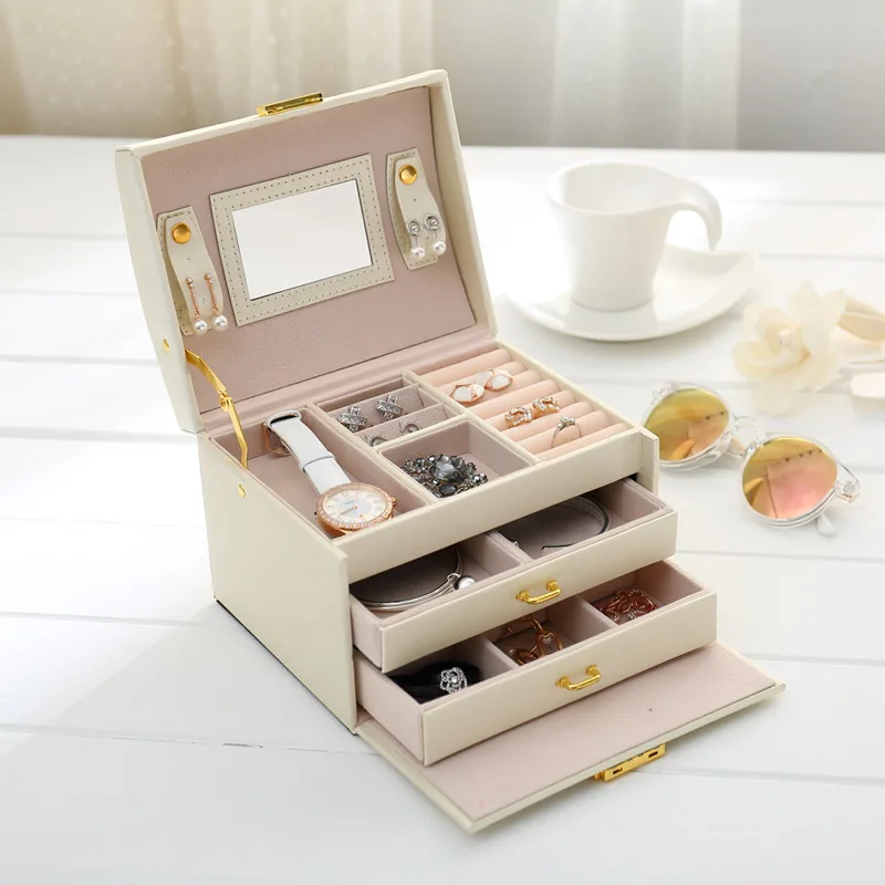 Princess-style Jewelry Box Leather Jewelry Box Cosmetic Box Jewel Case Upscale Jewelry Organizer Birthday Gift Wedding Gift