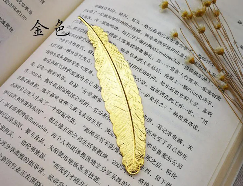 1 шт., креативная металлическая Закладка в стиле ретро с перьями ...