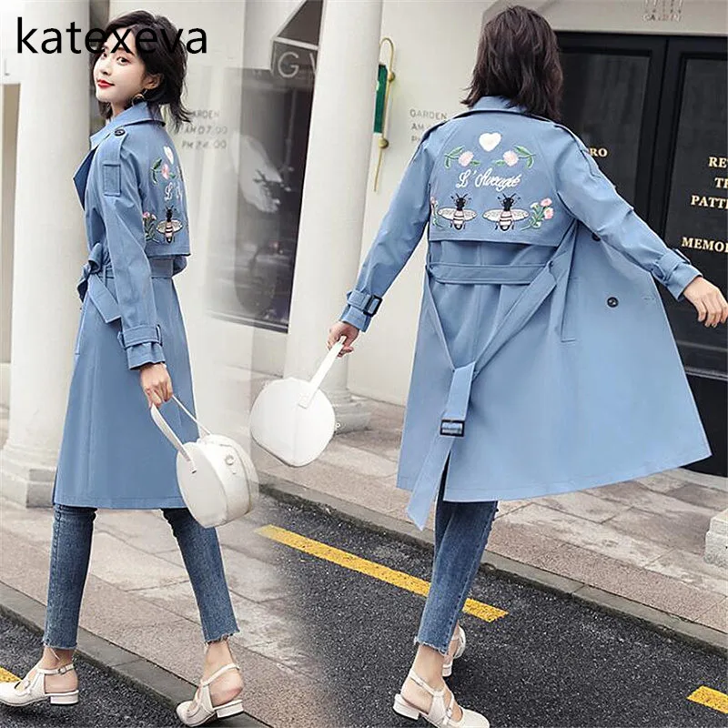 Katexeva Windbreaker Female 2018 Autumn And Winter In Long Section Slim Fashion Sleeves Thin Wild Coat Women | Женская одежда