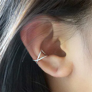 

100% Real Solid 925 Silver Clip Earrings For Women Cartilage Ear Fine Jewelry No Piercing Office Clip On Ear Bijoux Femme