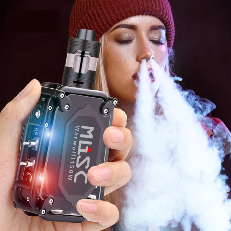 Online Kühlen 150W Warwolf Vape Kit 150W Box Mod Laser e zigarette mit Großen Zerstäuber Gebaut in 3500mAh Batterie Große Leistung Vaper Stift Neue