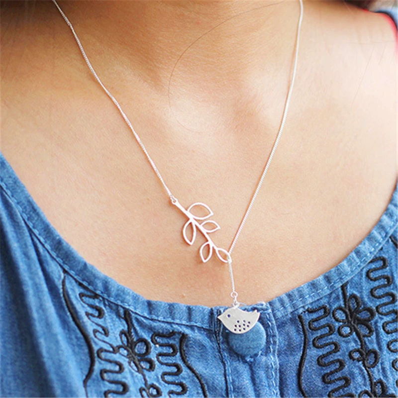 Lotus Fun реальные 925 серебро ручной работы Fine Jewelry прекрасной птицы листья ожерелье с