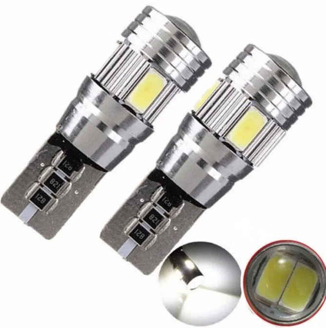 

2pcs T10 W5W canbus no error 6 SMD 5630 5730 LED Lights Wedge Bulb High power led car parking Fog Lamp auto clearance lights 12V