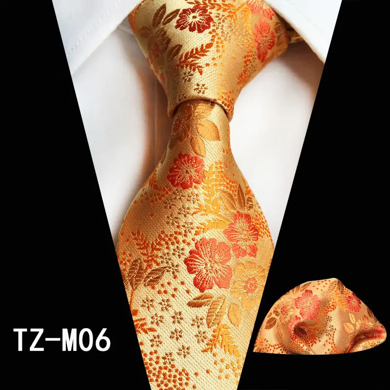 Классический 8 см Шелковый мужской галстук набор зеленый красный цветочный клетчатый жаккардовый Карманный квадратный галстук деловой мужской костюм свадебный платок галстуки - Color: M06