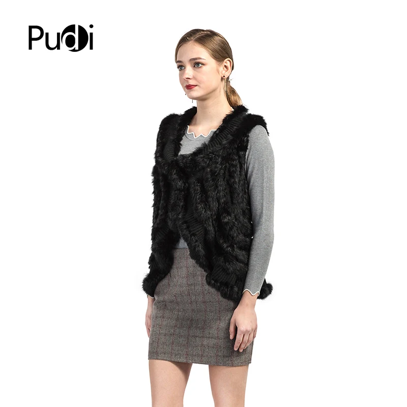 Lapin Couleur Nouveau Vestes Fourrure Noir Gilets Vt7016 Style Tricoté Gilet Femmes Réel De Veste OfwPxXwB8
