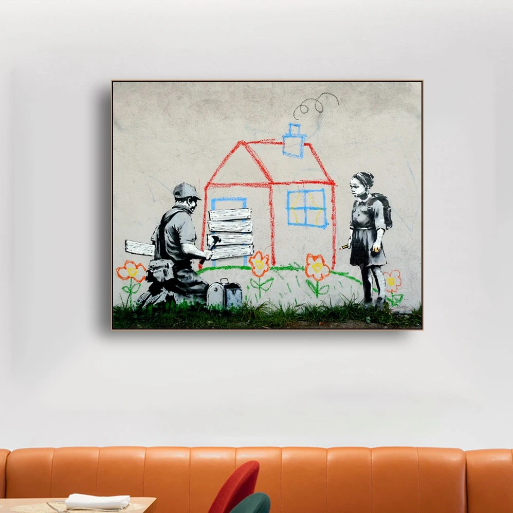 Banksy уличное граффити художественное украшение на стену холст постер и печать