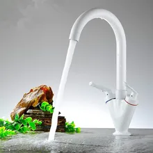 Медная горячая холодная двойная ручка белая краска кухонный кран смесители, смесители и краны кухонный смеситель один холодный кран, torneira Cozinha