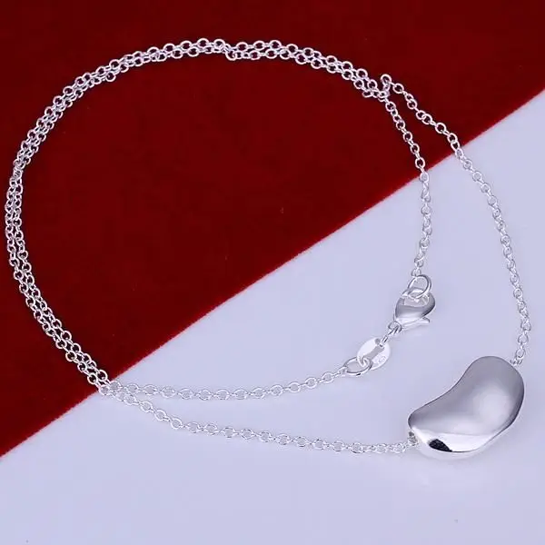 

N108 Fine free shipping silver plated wholesale jewelrys,Hot sale Factory price Top Quality fashion Big Bean Necklaces