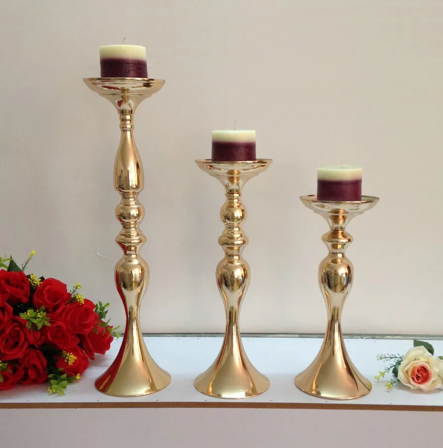 Gold Metal Flowers Vase Candle Holders for wedding home decoration