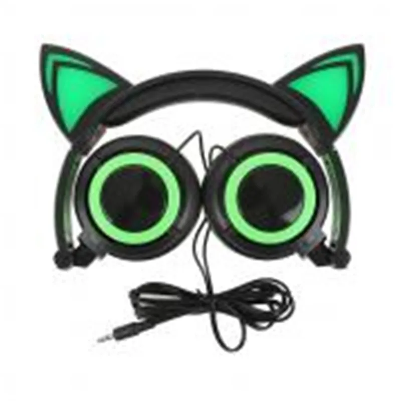 Складные светящиеся наушники с кошачьими ушами игровая гарнитура со