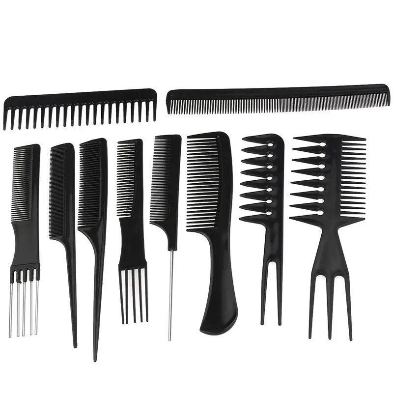 10pcs Professional Hair Styling Combs Hairdresser Accessories Tools Set