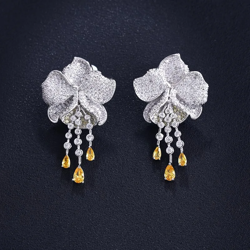 

better 2018 New Ladies Crystal Flower Bijoux Statement Stud Earrings For Women Earring Fashion Jewelry