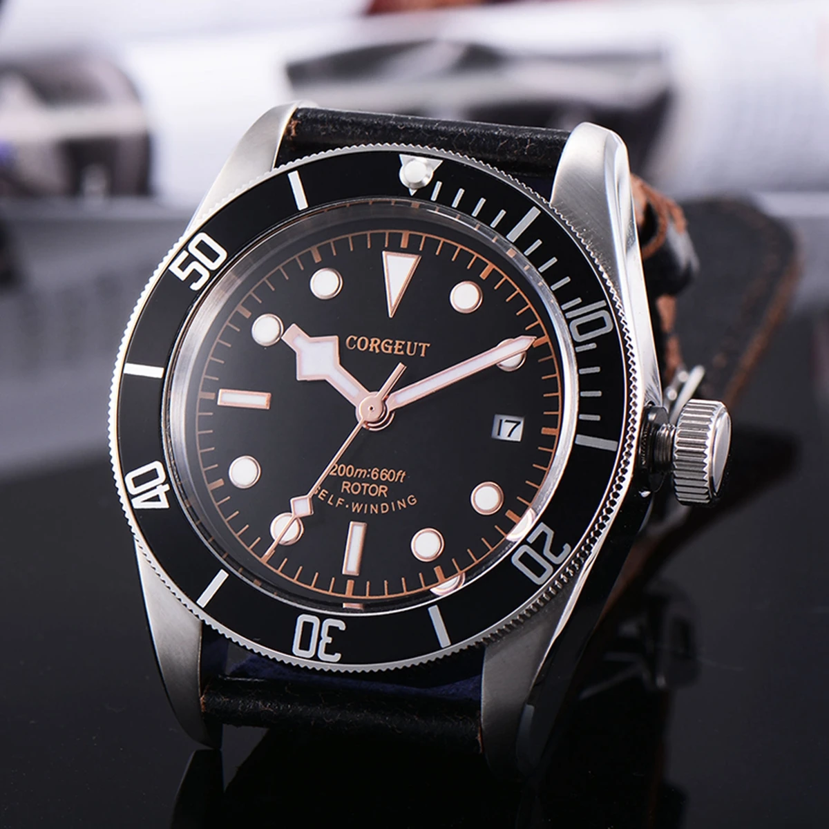 Водонепроницаемые мужские часы corgeut лучший бренд класса люкс водонепроницаемые спортивные автоматические японские Механические Мужские наручные часы