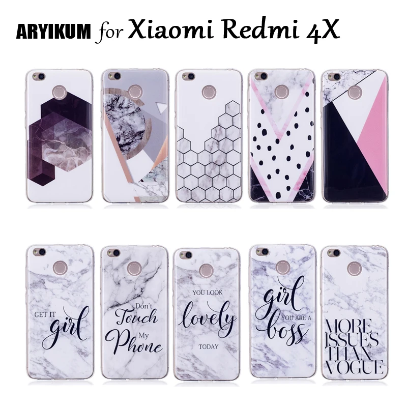 Чехол для смартфона ARYIKUM Xiaomi Redmi 4X 4 X Redmi4X Pro мраморный Розовый Черный силиконовый