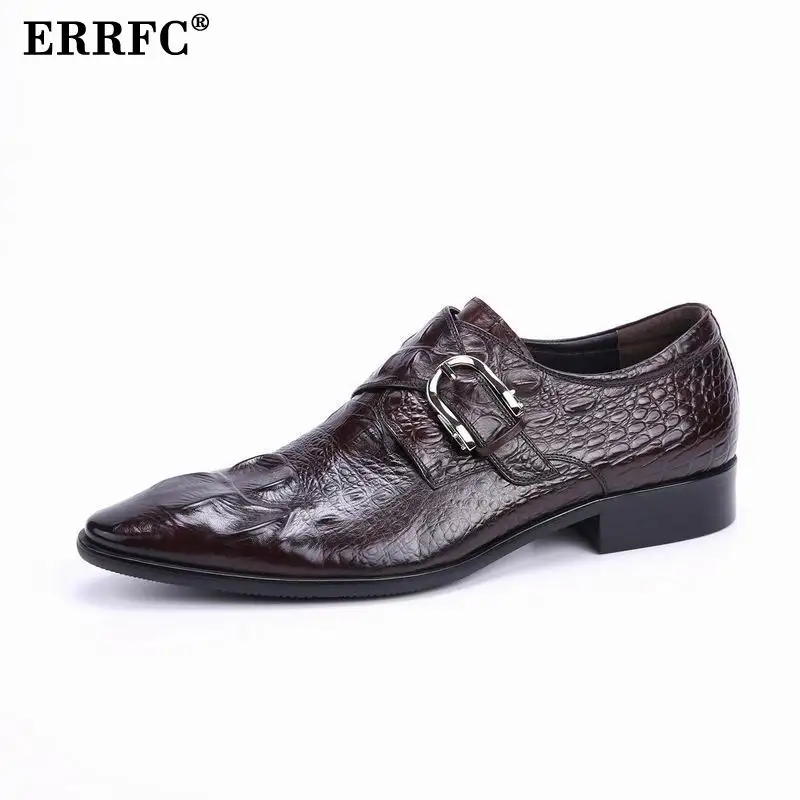 Estrecha As Cocodrilo as Errfc Patrón Vestido De Punta Auténtico Oficina Correa Vestir Hombres Monje Zapatos Photo Photo Calzado Moda Lujo Cuero Hebilla ppU0qB
