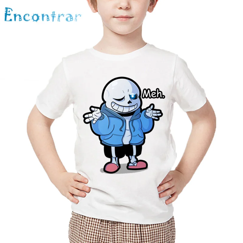Детская футболка с черепом и принтом «Brother Undertale Sans», детские летние белые топы, Забавные футболки с рисунком для мальчиков и девочек, HKP2405