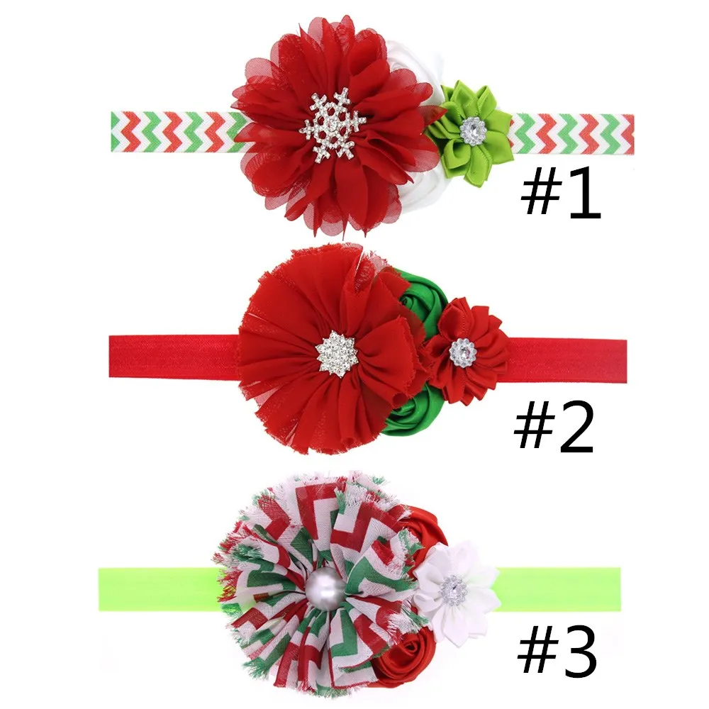 5 штук в партии, 11*8 см Рождественский потрепанные шифоновые цветы и атлас цветок с оголовьем оголовье украшения аксессуары для волос