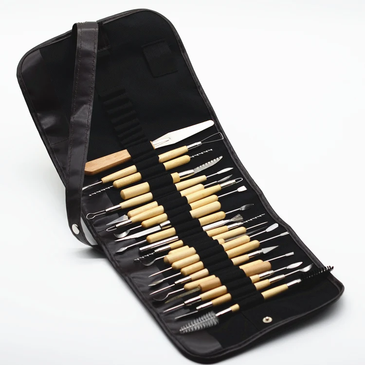 

22pcs/bag Wood Metal Plasticine Colored Clay Tool Mold Kit Set tool Chisel DIY Playdough Toys Fimo clay Tools