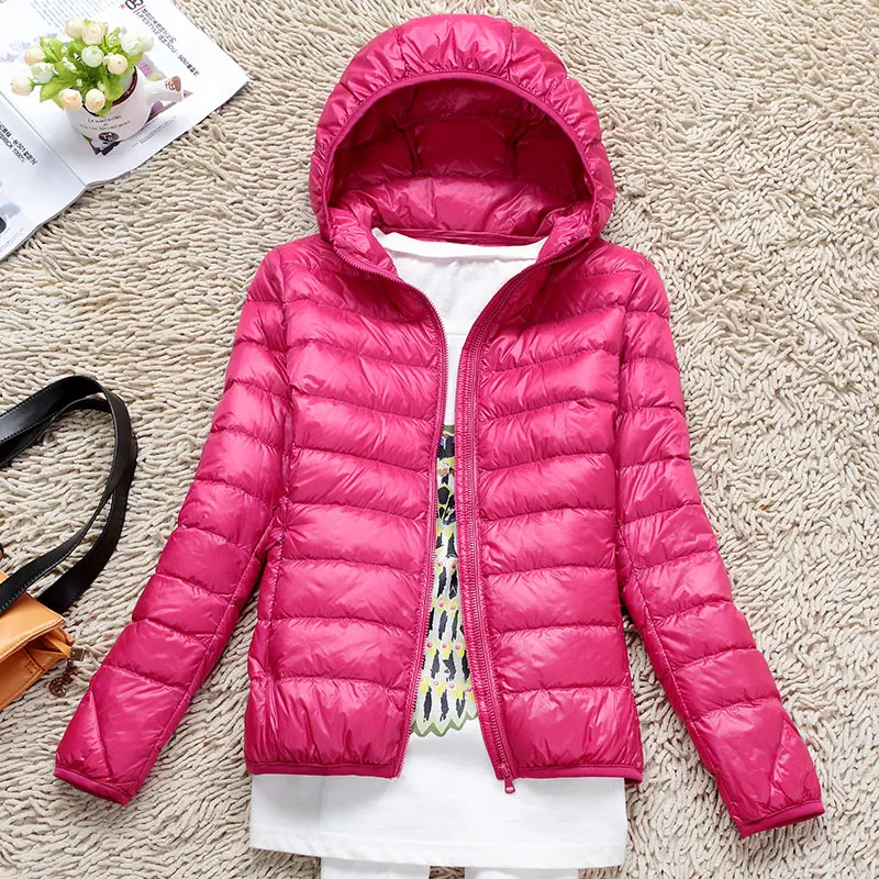 Special offer plus size hooded ultra thin lightweight down jacket women