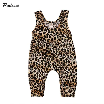 

Leopard Newborn Baby Girl Summer Clothes Sleeveless Loose Romper Jumpsuit Harem Trouser Toddler Kids Fashion Sunsuit 0-24M