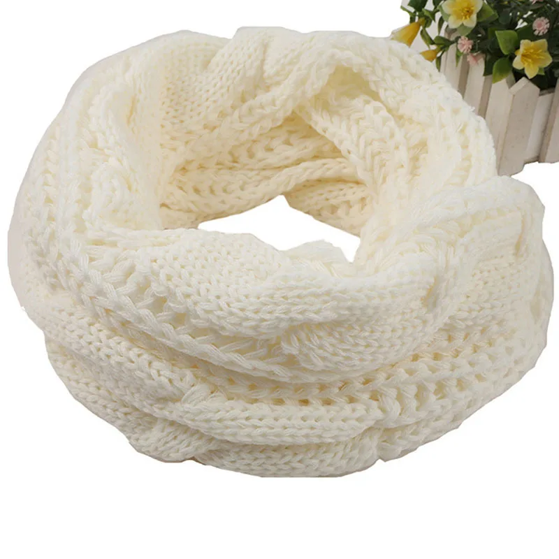 Популярный твист трикотажный шарф женский модный шейный теплый шарф полушерстяной снуд для женщин вязаный зимний плотный длинный шарф - Цвет: white