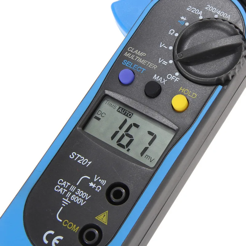 Digital Auto Range Clamp Multimeter Tester Meter DMM AC DC Volt Ohm Digital Clamp Multimeters ST201