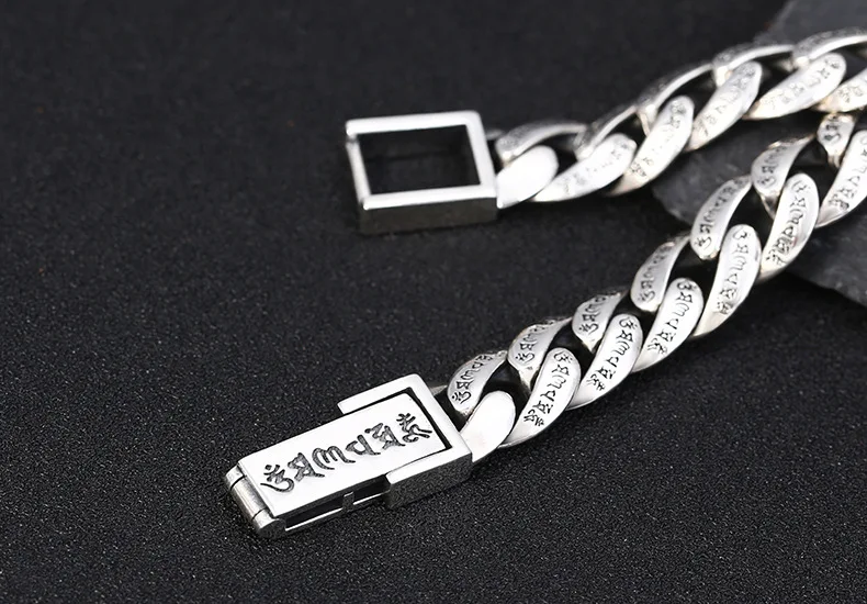 Будда мантра браслеты с подвесками браслет Настоящее серебро 925 пробы мужской Браслет Дружбы бижутерия pulseras mujer moda B52