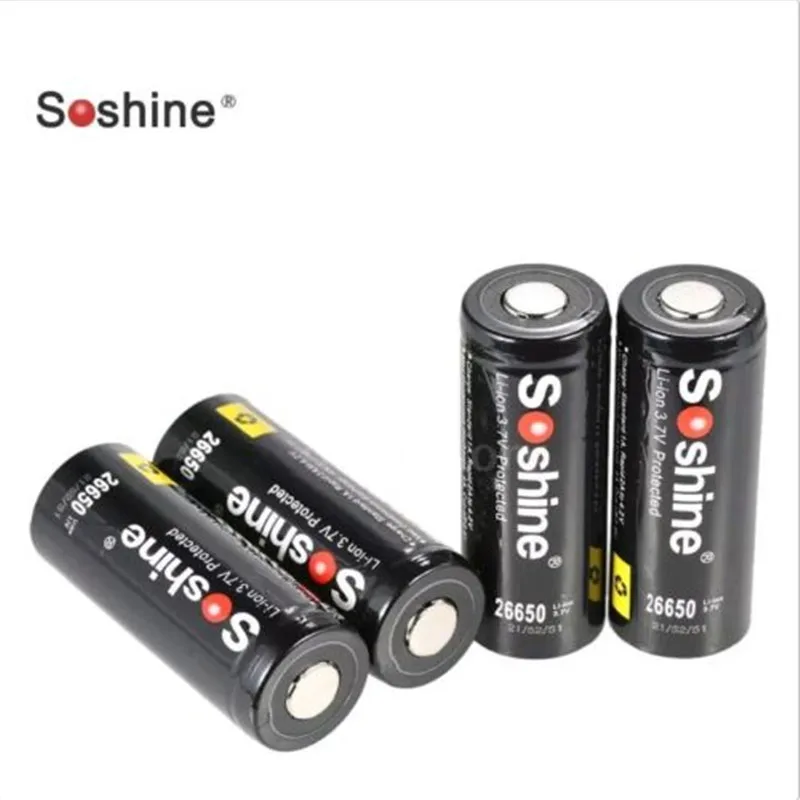 4 шт./лот SOSHINE 26650 5500 мАч 3.7 В литий-ионная Батарея с защищенным доска высокого качества