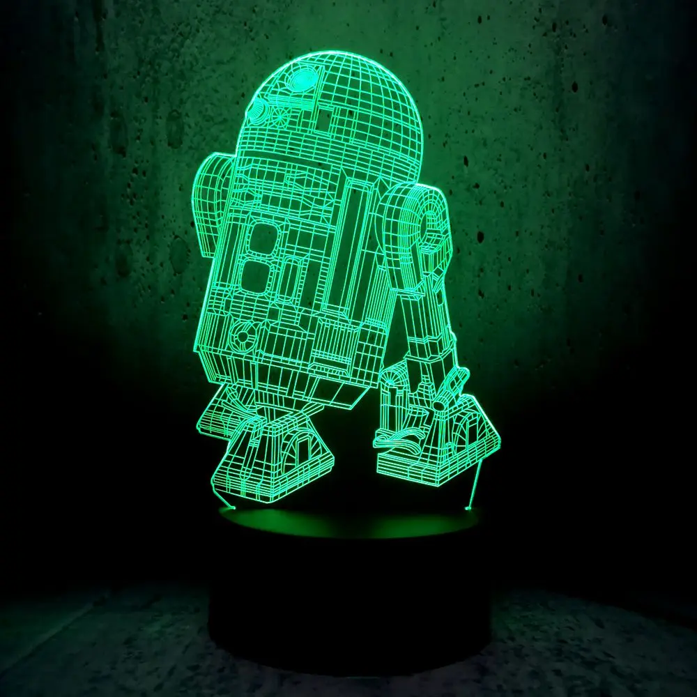 Новинка 3D военный корабль из «Звездных войн» робот R2-D2 лампа 7 цветов Изменение ночник RGB светодиодный светильник сенсорный Дистанционное управление освещением классный подарок