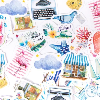 

46 Sheets/Box Summer Style Travel Around Beach Decorative Stickers Scrapbooking DIY Diary Album Stick Label
