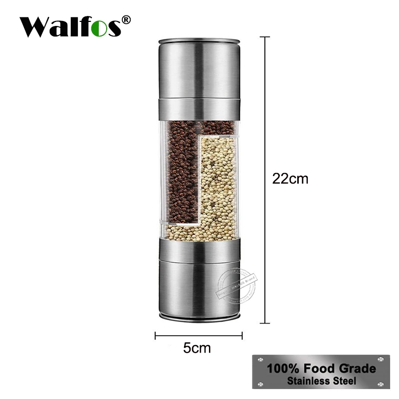 WALFOS перцемолка 2 в 1 нержавеющая сталь ручная соль мельница для перца приправа кухонные инструменты шлифовка для приготовления пищи ресторанов