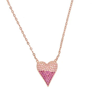 

2019 Valentine's Day gift new arrival pink heart peadant rose gold color women heart necklace