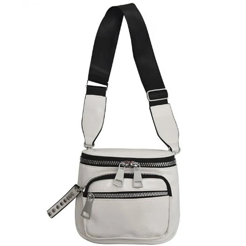 

New Korean Fashion Solid Color Shoulder Messenger Bag Wide Shoulder Strap Bucket Handbag