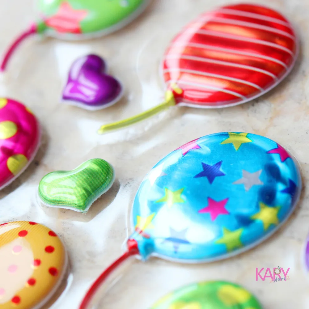 

High Quality Emoji Reward Kids Children Toys Cartoon Cute Colorful Balloon Scrapbooking Glitter Bubble Stickers Fashion STLC14-2