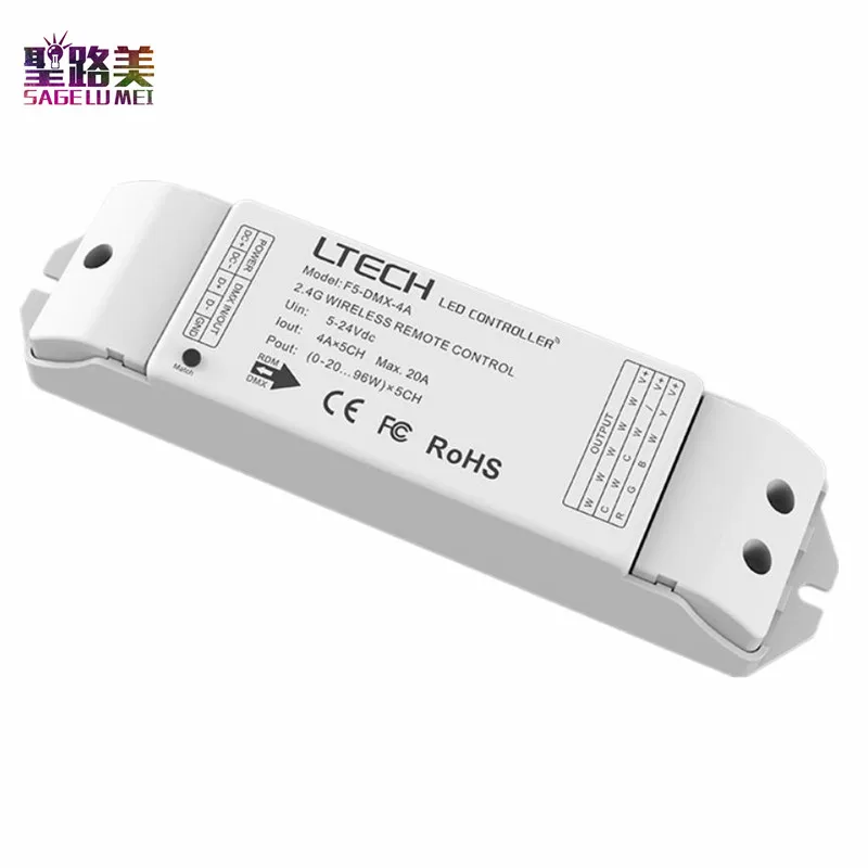 

LTECH F5-DMX-4A Led Wireless Driver controller DC5-24V RF 2.4GHz work with EX touch panel Dimming/CT/RGB/RGBW Led Strip Light