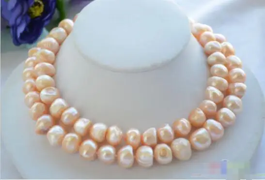 

Free shipping hot sale Women Bridal Wedding Jewelry >>33" 15mm pink baroque freshwater cultured pearl necklace