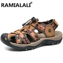 Новое поступление; летние мужские сандалии; Высококачественная Мужская обувь из натуральной кожи; шлепанцы; пляжная прогулочная повседневная обувь