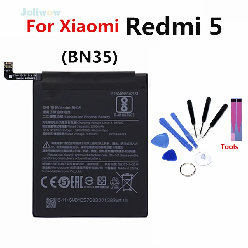 

For XiaoMi BN35 Mobile Phone Battery For Xiaomi Redmi 5 Battery 3300mAh High Capacity Replacement Li-ion Batteries