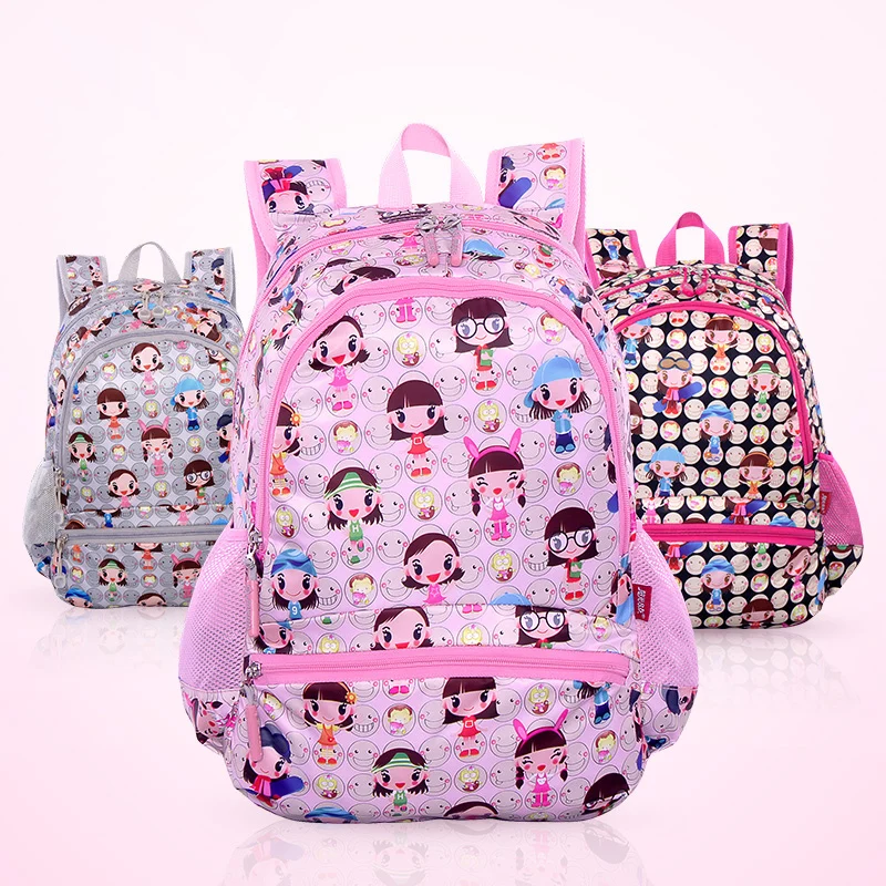 Мультфильм печати девочки рюкзак ученики начальной школы школьная сумка здоровых детей рюкзак на молнии