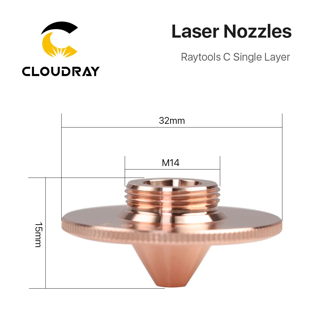 Cloudray насадки Raytools C типа TQ Dia.32 H15 однослойные хромированные двухслойные s Калибр 0,8-5,0 мм для режущей головки