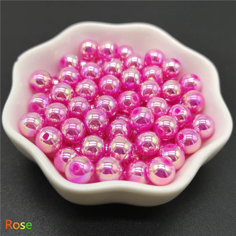 Rose AB Beads For Jewelry Making DIY Beautiful Plating Acrylic Loose Spacer Bracelet &amp Necklaces pendants | Украшения и