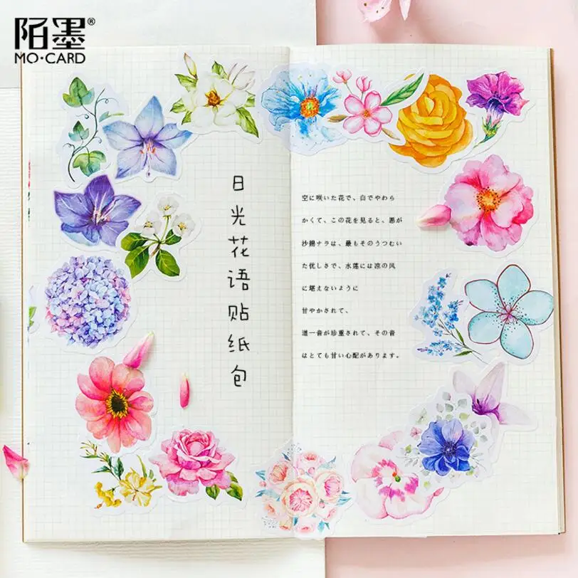 

45 Pcs/Pack Japanese Decoracion Journal Cute Diary Plants Flower Stickers Scrapbooking Flakes Stationery School Supplies