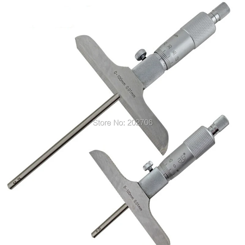 

0-100mm Depth Micrometer 100mm 0.01mm depth micrometer gauge with 4rods