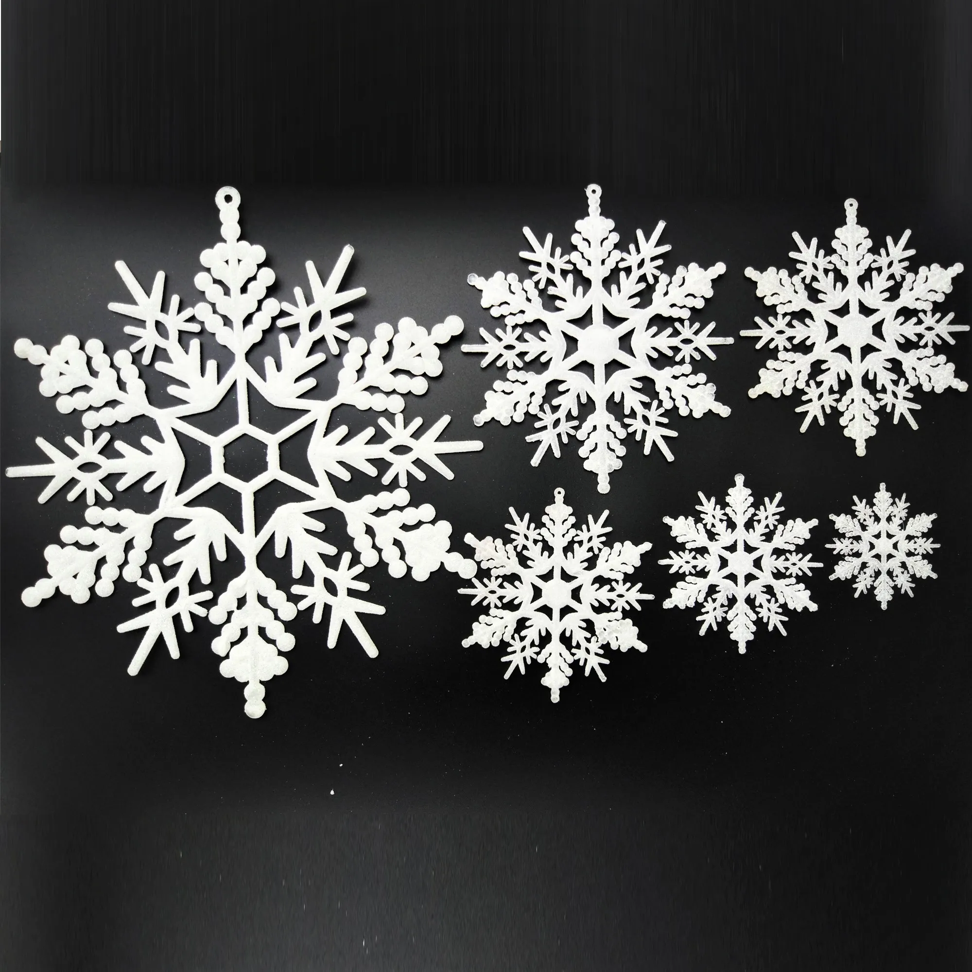 1 комплект 7,5 см до 30 см новогодняя елка орнамент замороженная Подвеска для вечеринок Свадебные украшения Новогодний белый порошок пластиковая Снежинка - Цвет: Glitter White