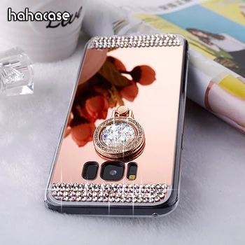 

50pcs Mirror Bling Diamond Soft TPU For Samsung Galaxy S10 E S9 S8 Plus Note 10 10+ 9 8 A50 A30 M20 M10 Ring Holder Stand Cover