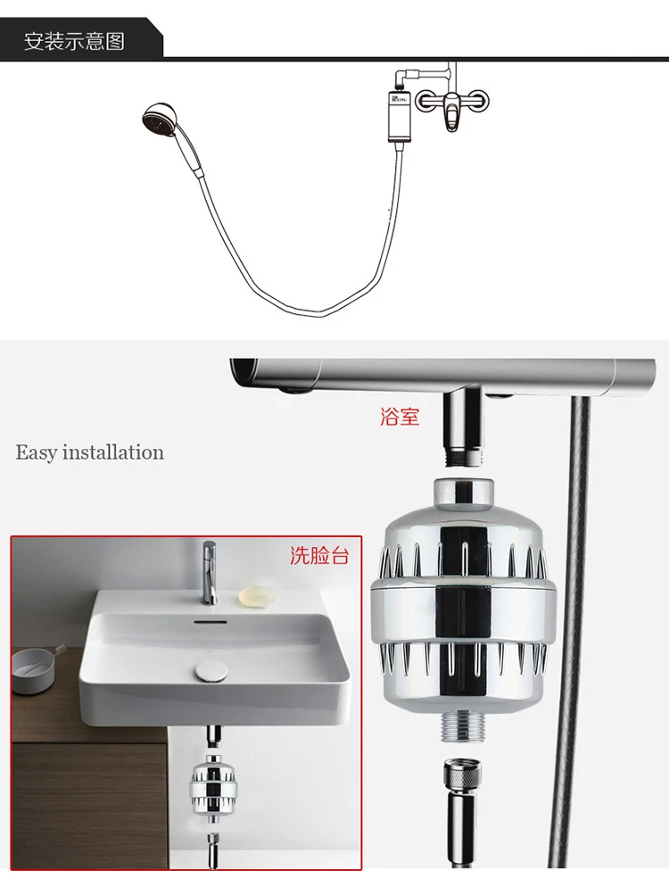 Фильтр для душа для ванны, умягчитель хлора и удаления тяжелых металлов, фильтр для воды для ванной комнаты, очиститель для здоровья и купания