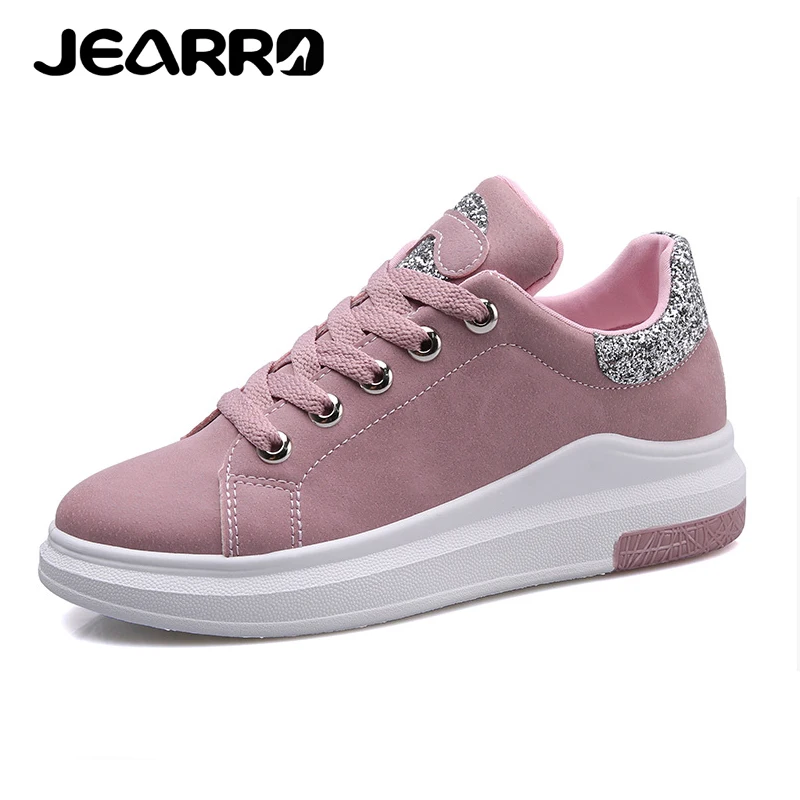 

JEARRO Women Shoes Fashion Female Casual Sports Lace-Up Shoes Woman Flat Footwear Ladies Vulcanize Shoes 2019 New Size37-41
