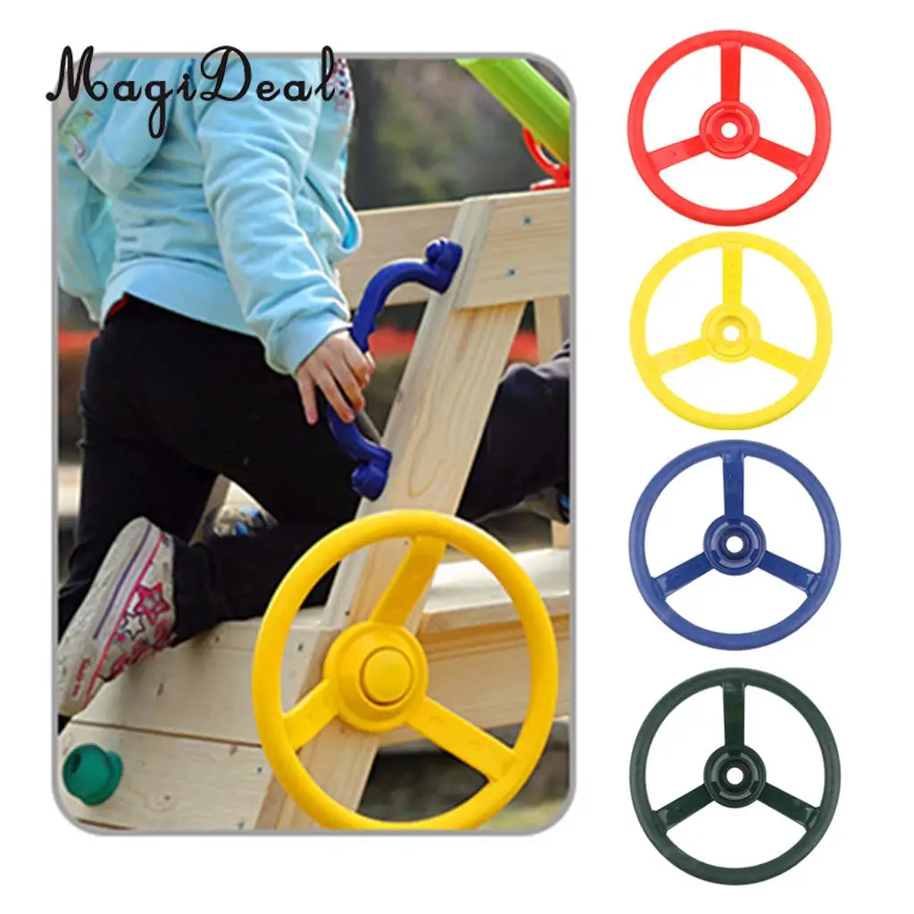 Kids Playhouse 6 Rungs Rope Climbing Ladder +Steering Wheel Toy Swing  Outdoor Sports Gym Fitness Toy