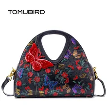 free delivery Genuine Leather women bag Original embossing process 2016 new single shoulder Messenger bag Butterfly embossed